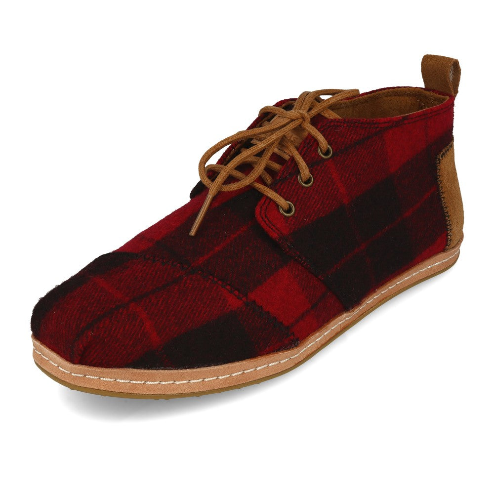 Bottes TOMS Femme en Feutre à Carreaux Rouges et Cuir