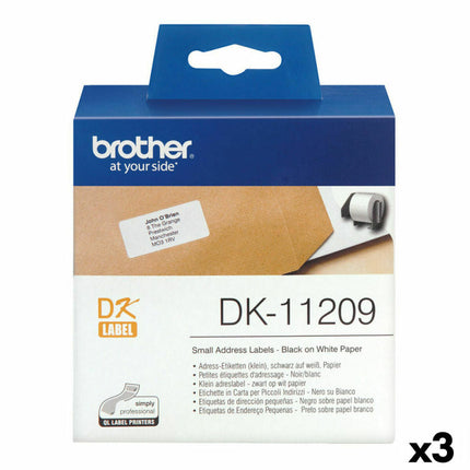 Drucker-Etiketten Brother DK-11209 Schwarz/Weiß 62 x 29 mm (3 Stück)