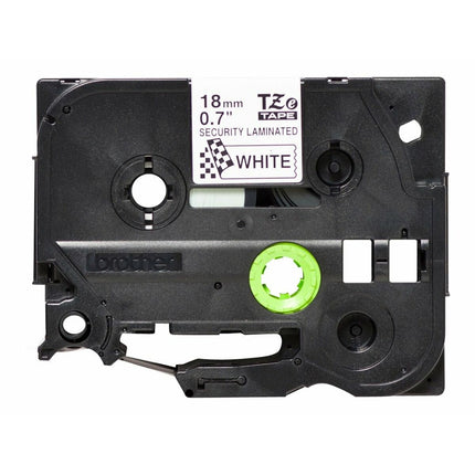 Ruban adhésif laminé pour l'identification de machines Brother TZE-SE4 Ruban de sécurité Noir/Blanc 18mm