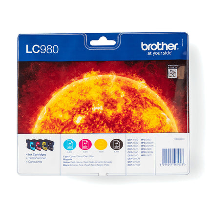 Cartouche d'encre originale Brother LC980 Jaune Bleu Noir Magenta (4 pièces)
