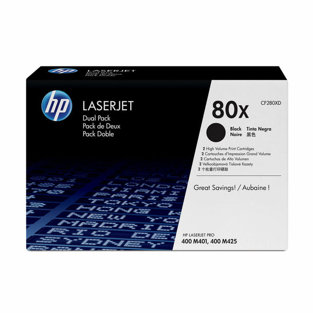 Cartouche d'encre d'origine HP 80X Noir (2 pièces)