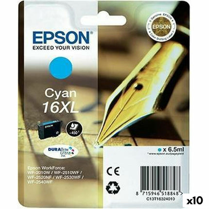 Cartouche d'encre d'origine Epson DURABRITE ULTRA INK - N°16XL Cyan (10 pièces)