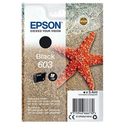 Cartouche d'encre d'origine Epson P-2100, 3100, 4100 / WF-2830DWF, 2850DW - N° 603 Noir (10 pièces)