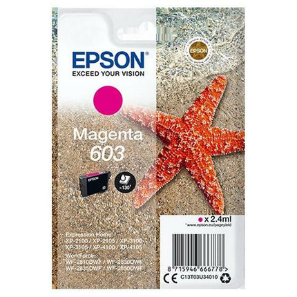 Cartouche d'encre originale Epson XP-2100, 3100, 4100 / WF-2830DWF, 2850DW - N° 603 Magenta (10 pièces)