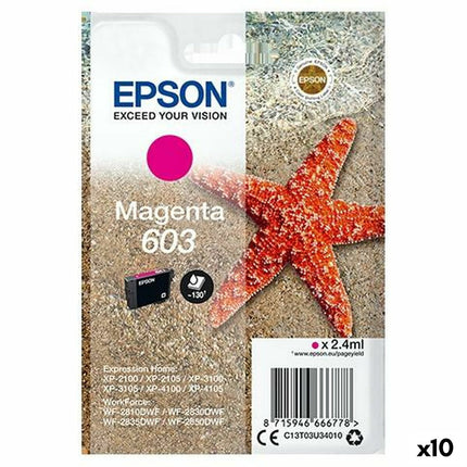 Cartouche d'encre originale Epson XP-2100, 3100, 4100 / WF-2830DWF, 2850DW - N° 603 Magenta (10 pièces)
