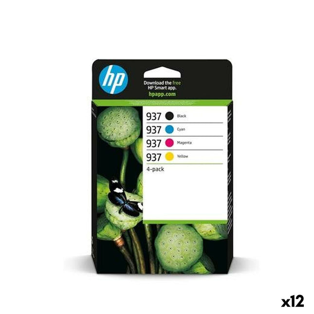 Cartouche d'encre d'origine HP Jaune Bleu Noir Magenta (12 pièces)