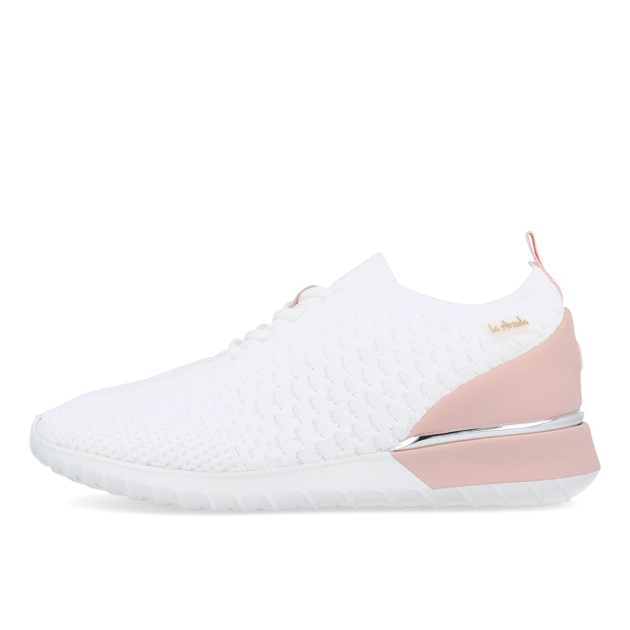 La Strada 2101381 Baskets femme tricot blanc talon rose