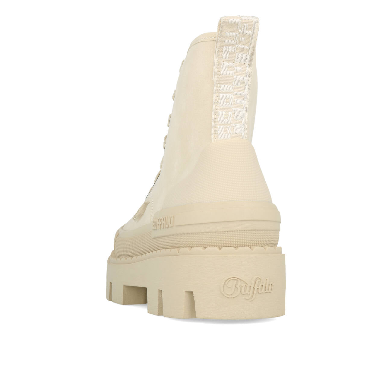 Buffalo Raven Laceup Boot Hi Femme Nubuck Vegan Crème