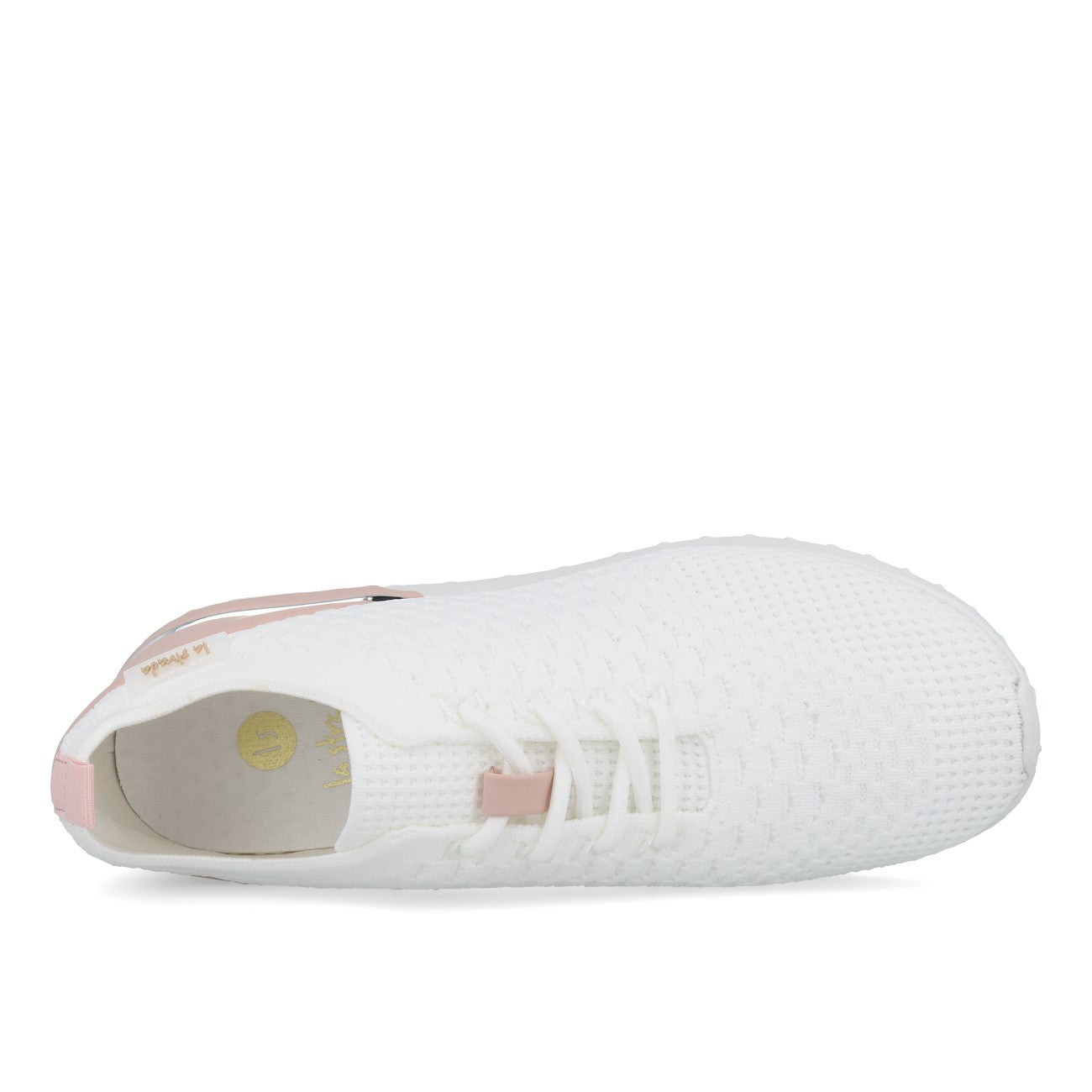 La Strada 2101381 Baskets femme tricot blanc talon rose