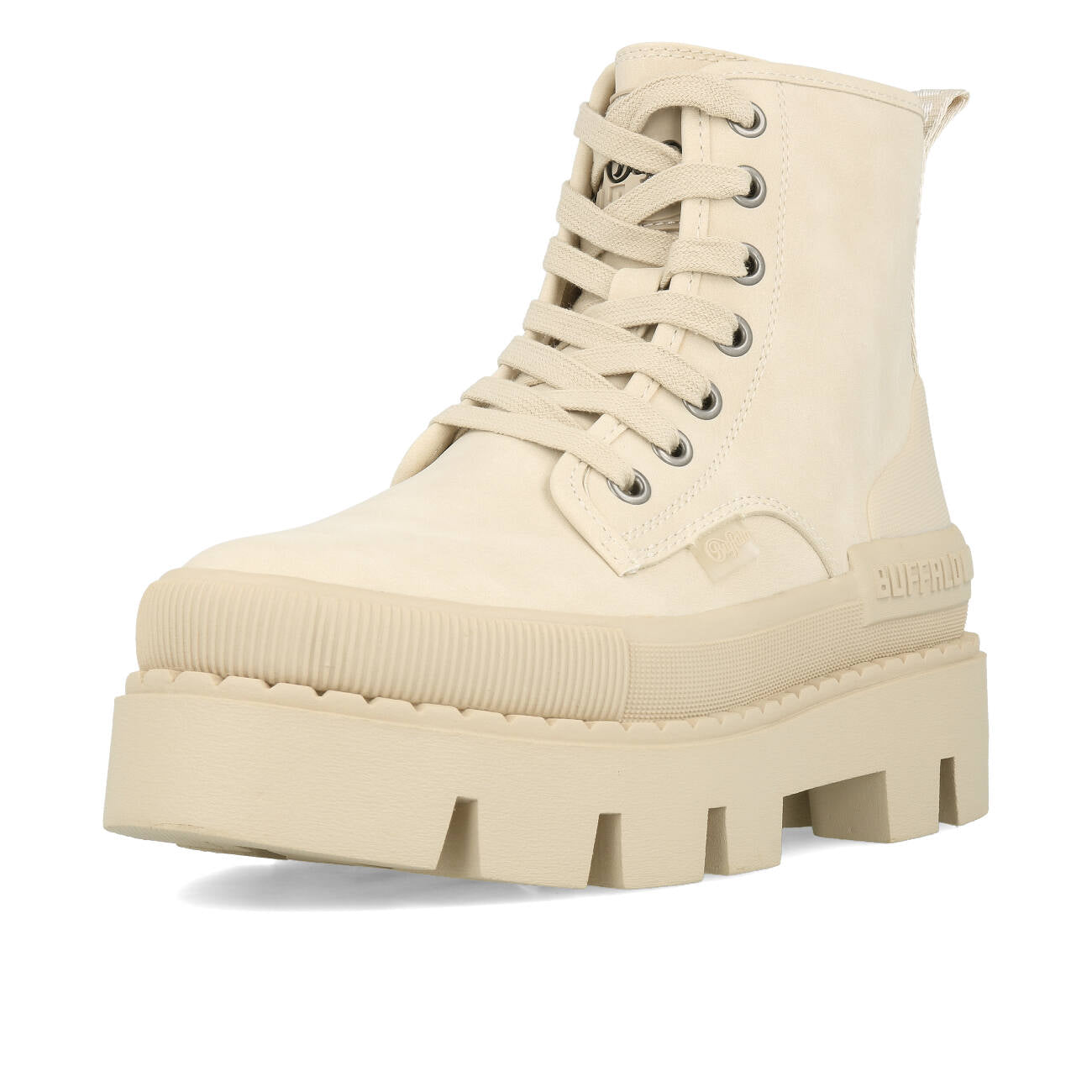Buffalo Raven Laceup Boot Hi Femme Nubuck Vegan Crème