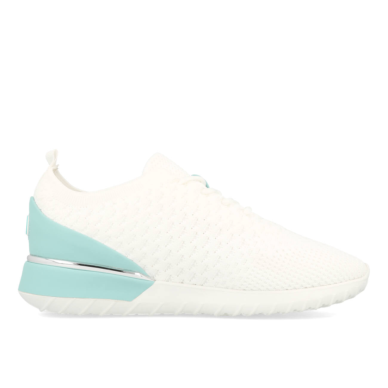 La Strada 2101381 Baskets Femme Blanc Tricoté Contrefort Bleu